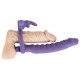 Strap-on penetração dupla Anel peniano com dildo e coelhinho do clitórisPara dupla penetraçãoVibro-bala removívelSilicone com textura Soft Touch Duplique o prazer!Dildo Strap-on com vibração para ELE e um anel peniano incluindo um estimulador de