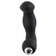 L-shaped vibrator with dots on the tip and a part of the shaft that is thicker than the rest of it. Removable vibro-bullet. Black/ silver-coloured.Complete length 25 cm, penetration depth 9 cm, Ø 2 to 3.3 cm.Material: si