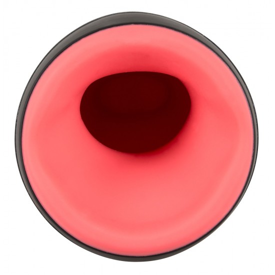 Waterproof masturbator with vibration and a warming function (up to 40° C). 6 modes, 3 intensity levels. With 4 buttons (On/Off, temperature, plus and minus). Rechargeable with the included USB cable. Black/pink. Complet