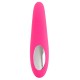 A pink lay-on vibrator in a tongue design. The tongue rotates and shakes. Waterproof. With 8 modes and 2 buttons (On/Off, rotation). Rechargeable with the included USB cable.Complete length 17 cm, Ø 2-3 cm. Material: sil