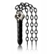 Vibrator and flogger in one!Silicone chains on a vibrating handle. The handle has a round tip and 4 stimulating ring-shaped grooves around it. With 3 vibration modes and 7 pulsations. Waterproof. Black/silver-coloured. L