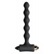 Vibrating black anal beads for spot-on anal stimulation. With 4 modes that each have 3 speeds. Waterproof. The vibro-bullet can be removed (length 8 cm, Ø 1.8 cm). Complete length 17 cm, insertion depth 13.5 cm, Ø 2.2 cm
