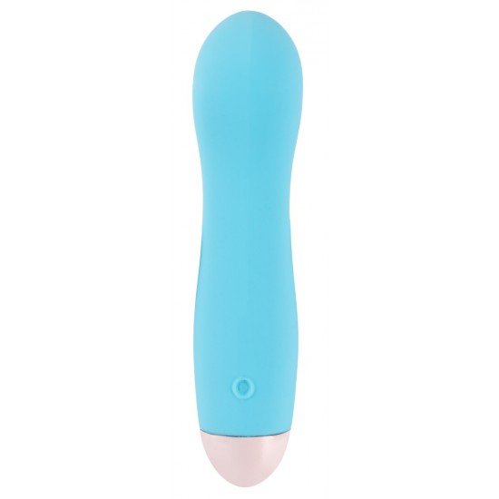 Cuties Mini Vibrador blue Mini vibrador azul com reentrância côncava na haste. Tem 7 modos de vibração diferentes e pode ser recarregado com o cabo USB incluído. Fácil de usar e com um design elegante. À prova dágua. Comprimento total 12,9 cm,
