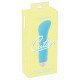 Cuties Mini Vibrador blue Mini vibrador azul com reentrância côncava na haste. Tem 7 modos de vibração diferentes e pode ser recarregado com o cabo USB incluído. Fácil de usar e com um design elegante. À prova dágua. Comprimento total 12,9 cm,