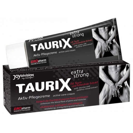 The penis cream with taruine and genuine extract of bulls testicles. Taurix extra enhances the blood circulation of penis and testicles while caring for your skin to support vitality and endurance for a fulfilled sexual