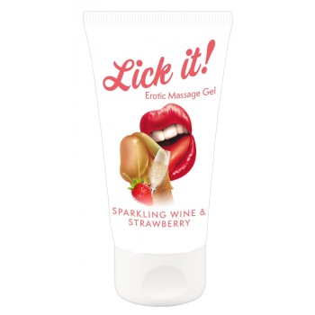 Lick it! Gel massagem erotico beijavel Espumante e Morango 50ml
