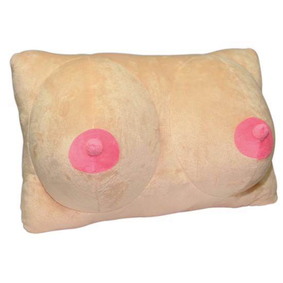 Skin-coloured plush pillow with pink nipples. Size: 24 x 37 x 19 cm. 100% polyester.