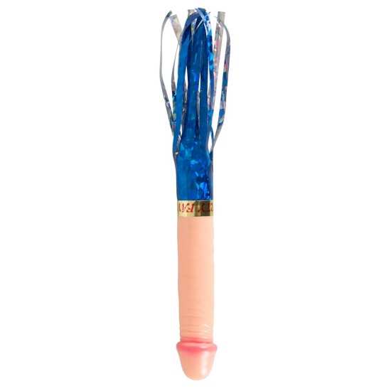 Penis-shaped party horn with streamers (different colours) that move when the horn is blown into. Complete length 24 cm. Ø 2.5 cm. Material: PS, phthalate-free according to EU Regulation REACH. Unsorted - colour of strea