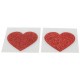 Glitter nipple stickers to add a professional look to private performances. Sparkling red heart-shaped nipple stickers. Size: 5.9 x 5.9 cm. Material: 80% paper, 15% PET, 5% glue. 1 pair.