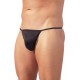 Small, stretchy, black string made of slightly shiny material. 80% polyamide, 20% elastane.