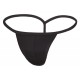 Small, stretchy, black string made of slightly shiny material. 80% polyamide, 20% elastane.