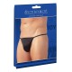 Small, stretchy, black string made of slightly shiny material. 80% polyamide, 20% elastane.