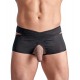 Black 2-piece pants. Crotchless. With borders around all of the edges. 93% polyester, 7% elastane.