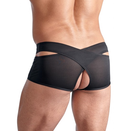 Black 2-piece pants. Crotchless. With borders around all of the edges. 93% polyester, 7% elastane.