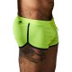 Sporty shorts with rounded hems in a contrasting colour and a drawstring in the waistband. Neon yellow/black. 75% polyamide, 25% elastane.