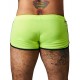 Sporty shorts with rounded hems in a contrasting colour and a drawstring in the waistband. Neon yellow/black. 75% polyamide, 25% elastane.