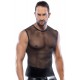 Stretchy black shirt made out of coarse net. Sleeveless. The shirt has seams. 100% polyamide.