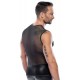 Stretchy black shirt made out of coarse net. Sleeveless. The shirt has seams. 100% polyamide.