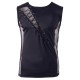 Black shirt made out of a combination of fishnet, lacing and D-shaped rings. Opaque at the back. 80% polyamide, 20% elastane.