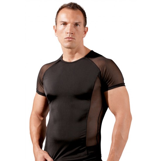 Black raglan shirt with powernet inserts at the sides. 80% polyamide, 20% elastane.