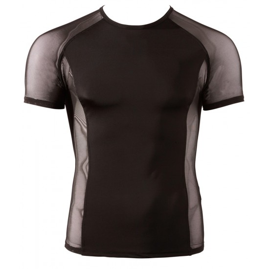 Black raglan shirt with powernet inserts at the sides. 80% polyamide, 20% elastane.