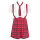 Mini dress and tie in a set. Mini dress that looks like it is two pieces of clothing. With straps. White/red chequered. 92% polyester, 8% elastane.