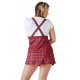 Mini dress and tie in a set. Mini dress that looks like it is two pieces of clothing. With straps. White/red chequered. 92% polyester, 8% elastane.