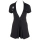 Police officer mini dress with a collar, pockets and epaulettes. Extremely low cut in the cleavage area! Black. 92% polyester, 8% elastane.