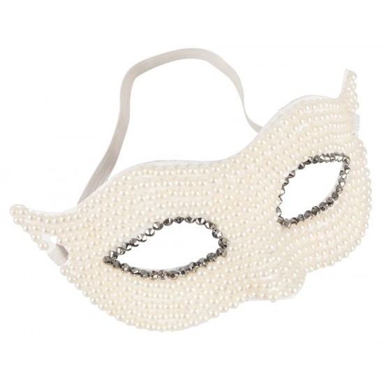Torne as suas aventuras eróticas mais misteriosas!Máscara branca adornada de lindas pérolas e com elástico para uma ajuste perfeito.Prepare-se para viver excitantes momentos com a sua cara metade.