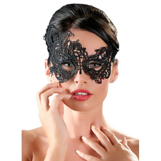 Torne as suas aventuras eróticas mais misteriosas!Máscara sedutora com diferentes padrões bordados sobre cada olho, com fitas para ajustar o aperto atrás em cor preta.Prepare-se para viver excitantes momentos com a sua c