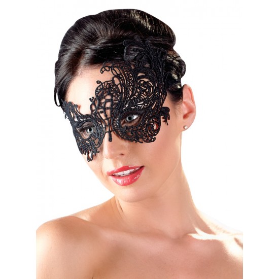 Torne as suas aventuras eróticas mais misteriosas!Máscara sedutora com diferentes padrões bordados sobre cada olho, com fitas para ajustar o aperto atrás em cor preta.Prepare-se para viver excitantes momentos com a sua c