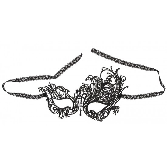 Torne as suas aventuras eróticas mais misteriosas!Máscara sedutora com diferentes padrões bordados sobre cada olho, com fitas para ajustar o aperto atrás em cor preta.Prepare-se para viver excitantes momentos com a sua c
