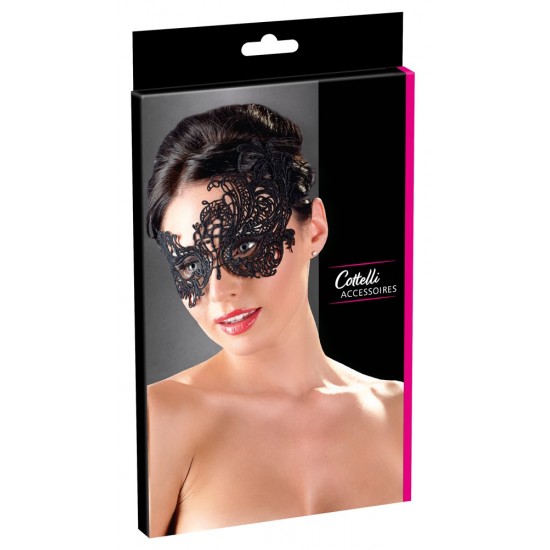 Torne as suas aventuras eróticas mais misteriosas!Máscara sedutora com diferentes padrões bordados sobre cada olho, com fitas para ajustar o aperto atrás em cor preta.Prepare-se para viver excitantes momentos com a sua c