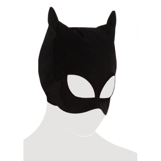 Máscara de gato preto no olhar de couro nobuck. Olhos e boca não-coberto. Com poliuretano-revestimento.