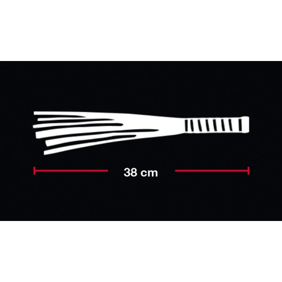 Pequeno chicote vermelho / preto . Manipular envolto em olhar bicolor, chicote com fios de camurça macios. Comprimento 38 cm. Material: couro (camurça).