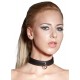 Bondage coleira feita de imitação de couro preto. Com um pequeno anel no centro. Material de dupla camada com bordas costuradas. Tamanho: 49 x 2,5 cm. Com poliuretano-revestimento.