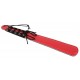 Red slim-line paddle with one slightly padded side for a softer starting stroke. Features a tied suede cuff designed to provide a better grip and a fancy bondage look. Full size: 24 cm long, 3.5-5 cm wide. Material: Spli