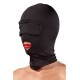 Black mask that includes a blindfold, which can be removed extremely easily because of the hook and loop fasteners at either side.The mask is made out of soft microfibre and adapts to any head size, thanks to the flexibl