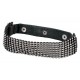 Black choker that has a wide front part, which is covered in rhinestones. The thinner strap at the back has press studs for fastening and adjusting the choker (25 to 42 cm in circumference). Material: synthetic, split le