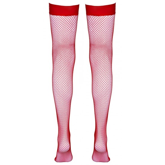 Red stay-ups with an elastic lace top. Silicone-strengthend for a perfect fitting! 100% polyamide.