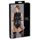 Body Suspenders Preto S Body em preto fosco com detalhes em metal e alças suspensas.Com fecho nos seios, tachas na frente, presilhas para os braços com ganchos em cada lado do corpo e fecho nas costas. Há um fecho de 2 vias sobre a área da viri