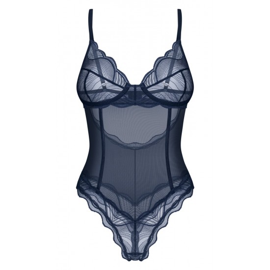 Body sem virilha em uma elegante cor azul sobre azulLook rendado delicado e transparenteSedutoramente sem virilhaAlças ajustáveisMacio e elástico para um ajuste muito confortávelElegância sensual!O body transparente sem