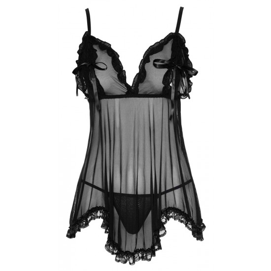 Babydoll Preto Transparente S