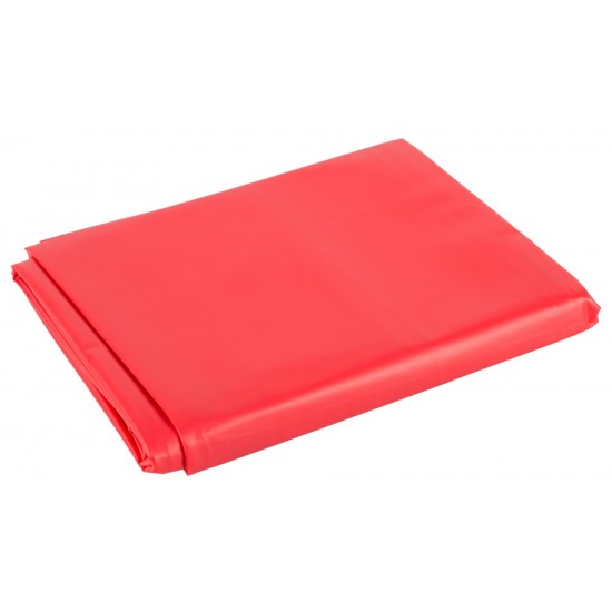Red, smooth and shiny vinyl bed sheet to realize your fetish dreams. Do not machine-wash, but clean with damp cloth. Size: 200 cm x 230 cm. 100% polyvinylchloride.