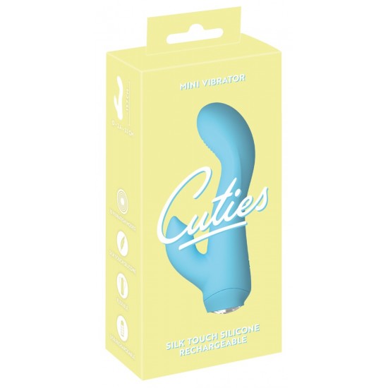 Vibrador Cuties Mini Blue 4G Mini vibrador coelho da 4ª geração de CutiesVibração forte e profunda em 10 modosBotão de pedra preciosa cintilante em forma de coraçãoDesign purista e com textura suaveCurva perfeita com cabeça de massagem para o ponto
