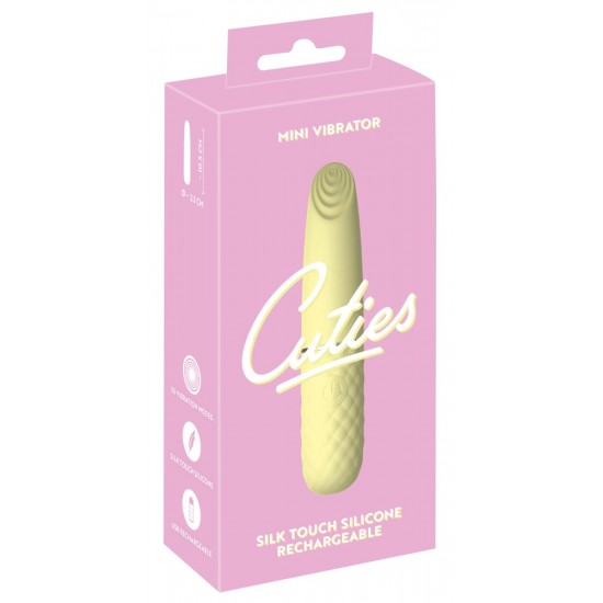 Mini vibrador da 5ª Geração CutiesPonta vibratória achatada com textura estimulanteVibrações intensas que vão fundoFácil de usarDesign elegante em cor pastelA textura de diamante facilita a fixaçãoSilicone aveludado com