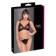 Conjunto sedutor perfeitamente coordenado! Sutiã e riostring da Cottelli LINGERIE confeccionados em powernet elástico com preciosos bordados nas copas e na frente do cordão, além de detalhes em argolas douradas. Sutiã