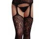 Catsuit seriamente sexy com decote em V profundo e alças finas. Com seu top rede arrastão, corpete estampado de renda e meias cintilantes, você consegue mais do que uma olhada em sua pele nua para um apelo sexual que lis