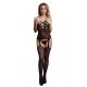 Catsuit seriamente sexy com decote em V profundo e alças finas. Com seu top rede arrastão, corpete estampado de renda e meias cintilantes, você consegue mais do que uma olhada em sua pele nua para um apelo sexual que lis