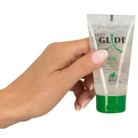 Lubrificante organico Just Glide Bio 50 ml Natureza pura! Lubrificante orgânico natural à base de água em um tubo ecologicamente correto e “PE Verde” feito de cana-de-açúcar de recurso renovável que liga o CO2 durante o crescimento de forma ambientalmente correta